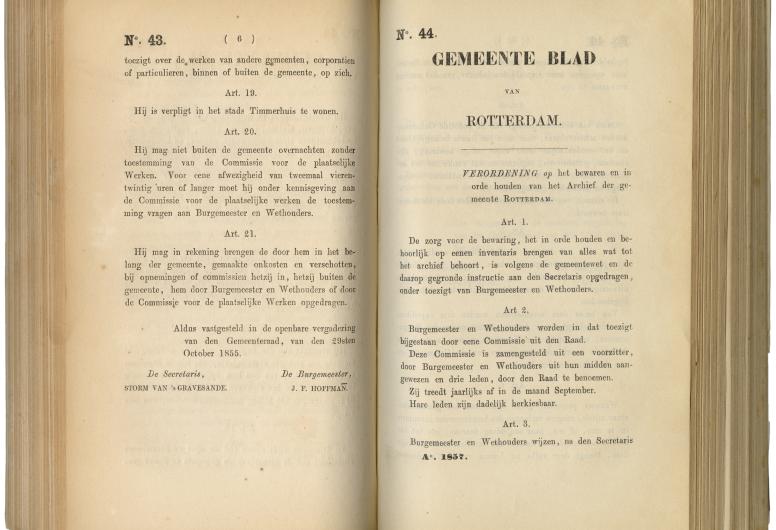 Pagina uit de archiefverordening 1857.