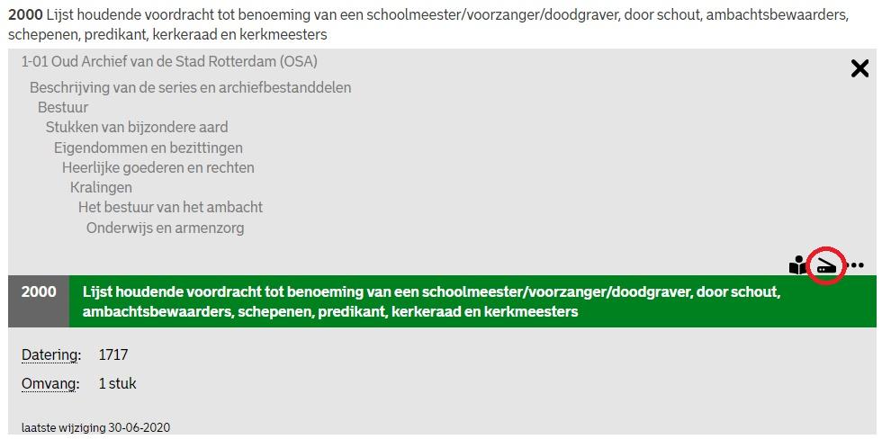 Handleiding DOV: klik op het scannen op verzoek-icoon.