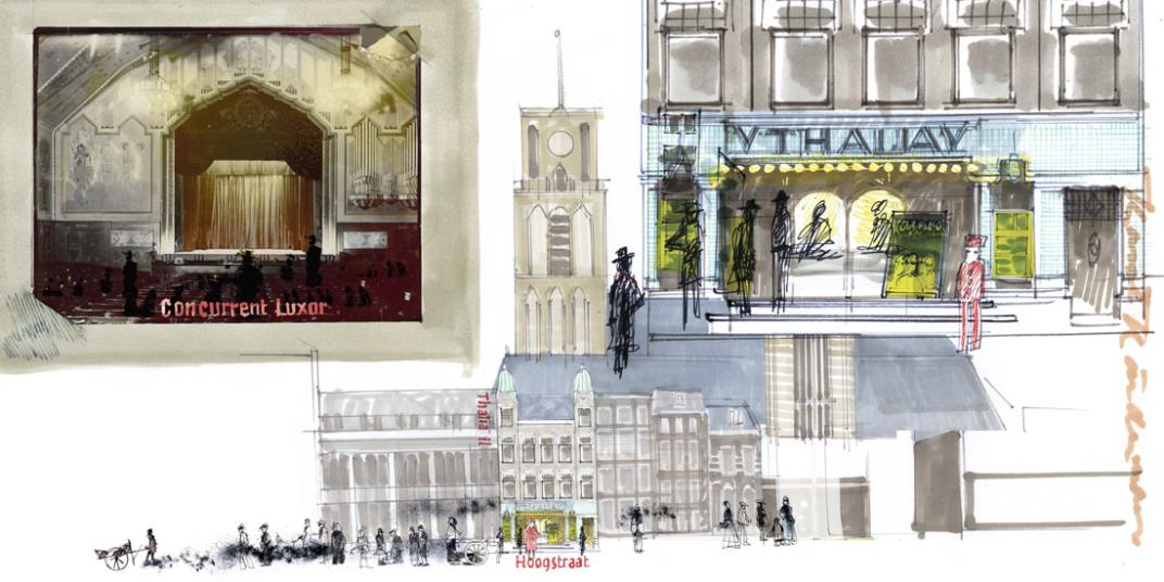 Thalia kreeg in 1919 twee torentjes, net als later Theater Tuschinski in Amsterdam. Beeld: Karel Kindermans, 2021.