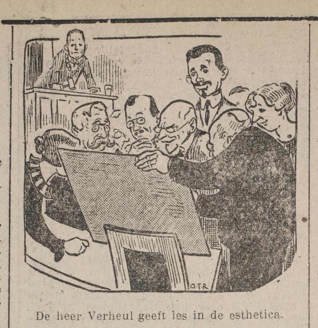 Spotprent over Verheul in het blad 'Voorwaarts'.