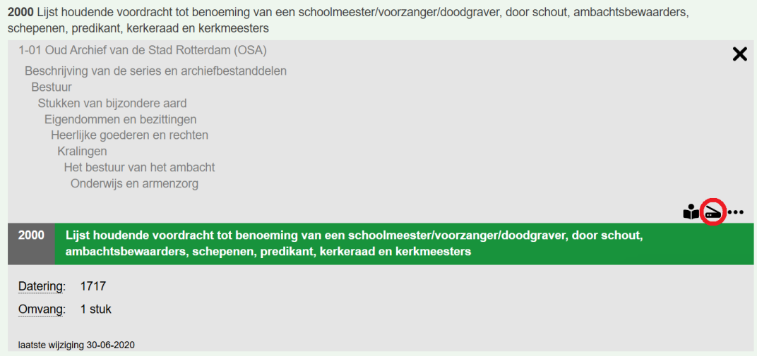Handleiding DOV: klik op het scannen op verzoek-icoon.