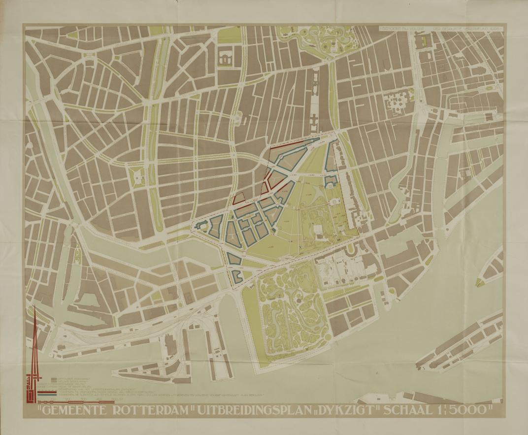 Kaart van het uitbreidingsplan 'Dijkzigt' uit 1926