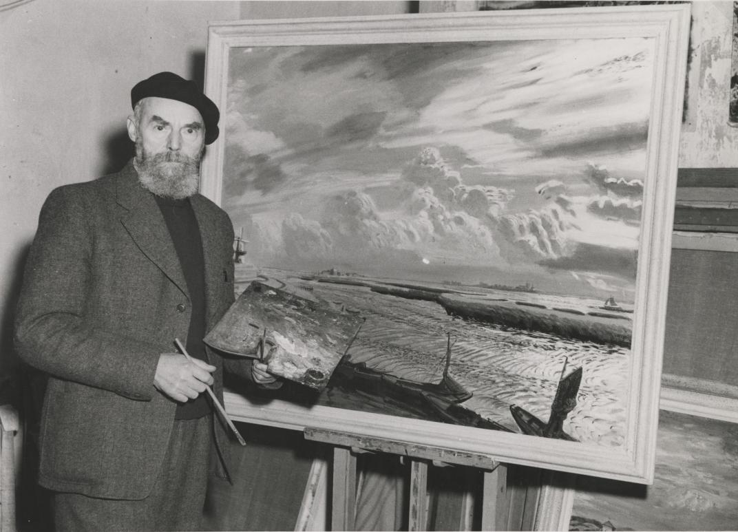 Marius Richters voor een schilderij 