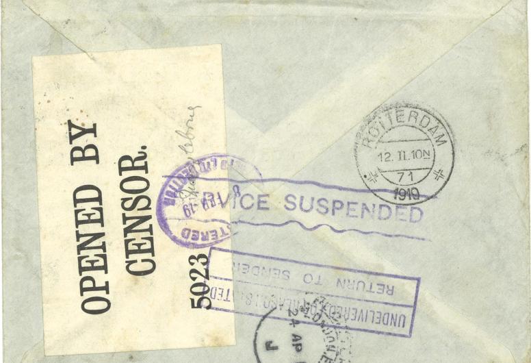 Achterzijde envelop. Collectie 422-30