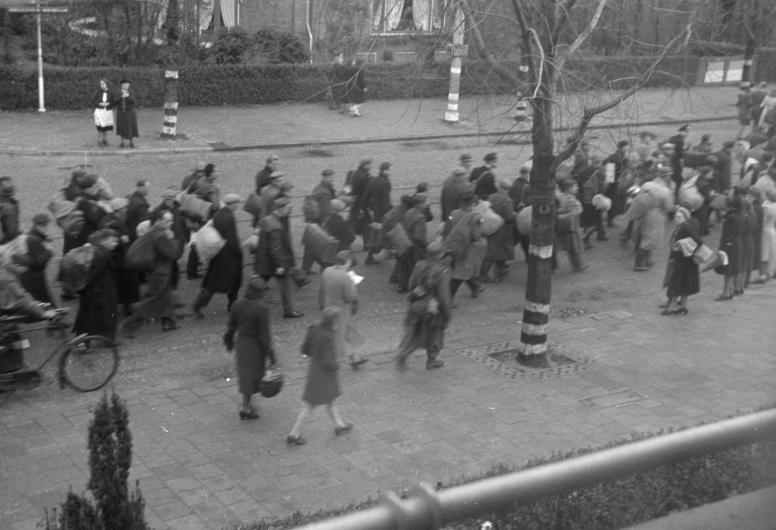 Opgepakte mannen bij de Razzia van Rotterdam op 10 november 1944 in Le Fèvre de Montignylaan in Hillegersberg. Collectie 4156, nummer 5493