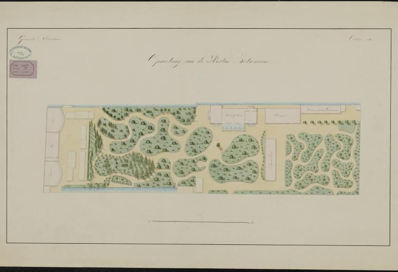 Ontwerp tuin Hortus Botanicus Opmeting van de Hortus Botanicus, 1861, Collectie Plaatselijke Werken