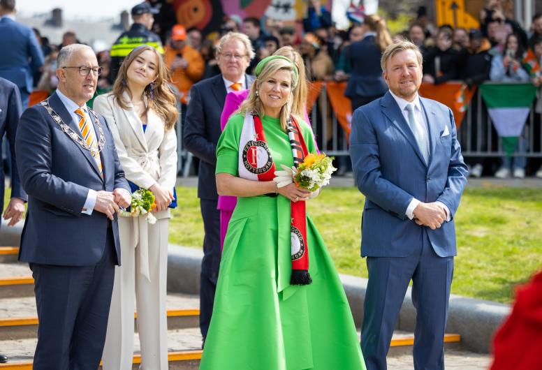 27 april 2023: Koningsdag 2023, de tiende viering voor Koning Willem Alexander, vindt plaats in Rotterdam. Burgemeester Aboutaleb begeleidt het koningspaar. Fotograaf Rhalda Jansen