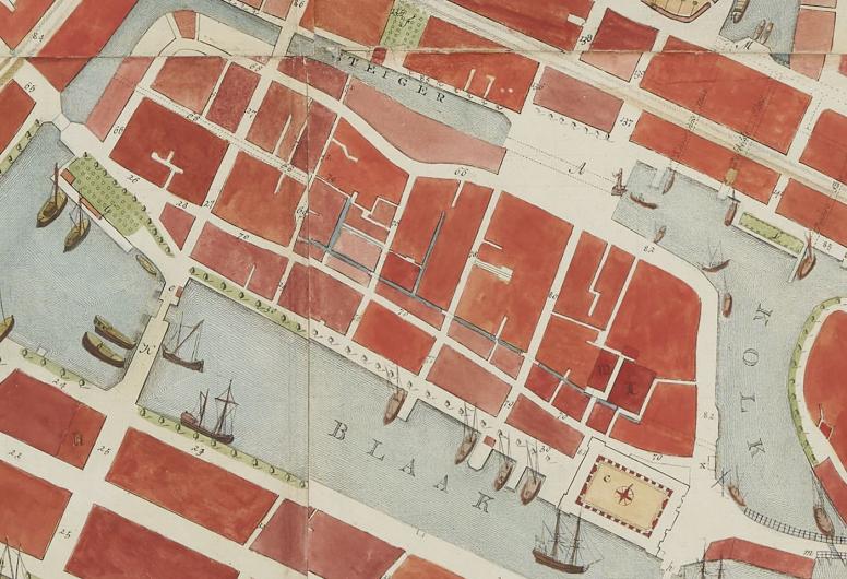 Uitsnede uit de kaart van Munro met havens