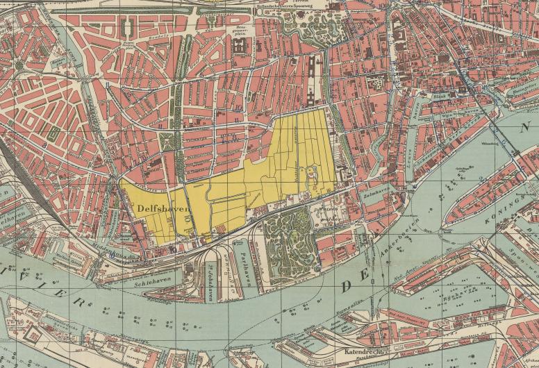 Uitsnede van de plattegrond van Rotterdam in 1920