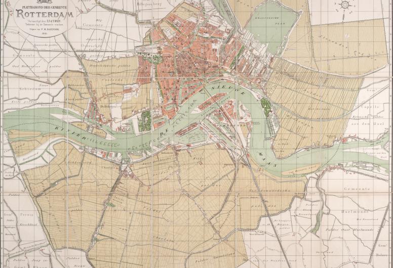 Plattegrond der gemeente Rotterdam in 1895.