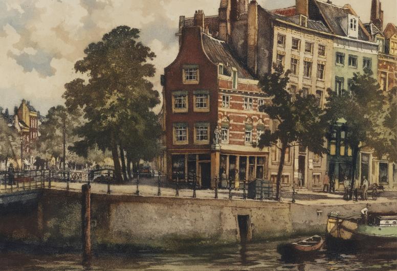 1940. Huis de Marquis Spinola op de hoek van de Nieuwehaven en Spaansekade, uit het westen. Collectie 4080. Nummer XXV-636-04.