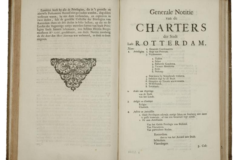 Inventarisatie stadscharters uit 1704. Afkomstig uit het Oud Stadsarchief, toegang 1-01. NL-RtSA_1-01_703_0004