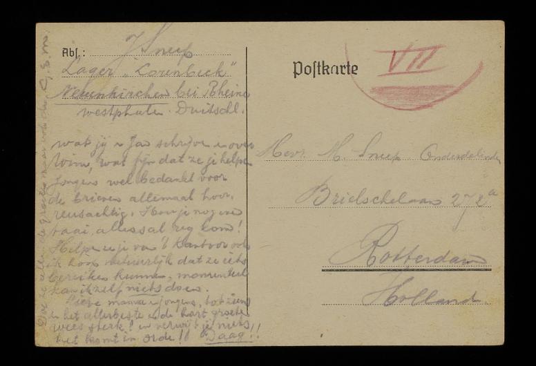 Correspondentie van Jan Sneep Sr. aan het thuisfront