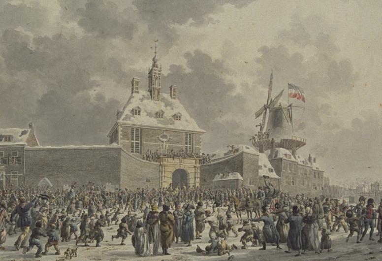 Aankomst van de Franse troepen in Rotterdam. Prenten- tekeningencollectie 4080. RI-1475