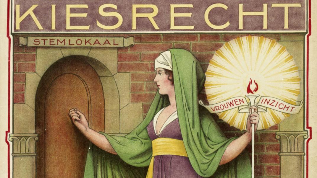 Affiche van de Vereniging voor Vrouwenkiesrecht uit 1918