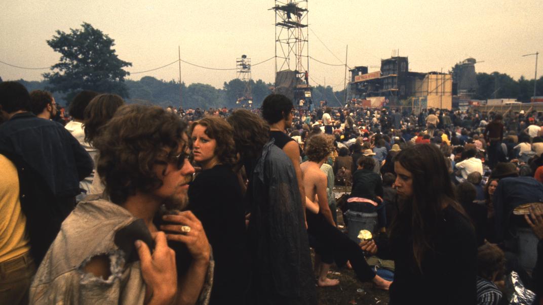 Bezoekers tijdens het Holland Pop Festival in Kralingen in 1970